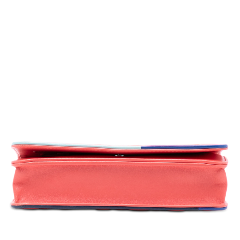 Pre-Loved Chanel CC Quilted Lambskin Multicolor Border Full Flap Wallet on Chain - Picture 3 of 7